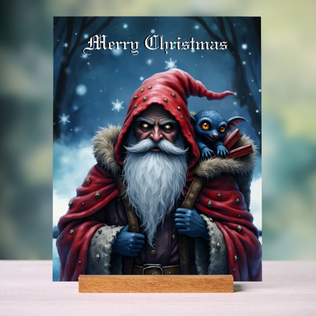 Frostbite Santa & His Mischief Elf.  Acrylic Sign (Neutral)