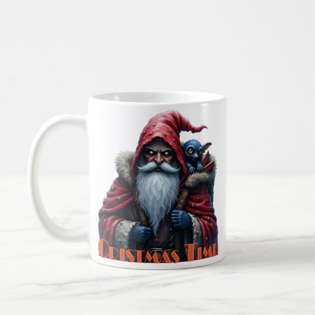 Frostbite Santa & His Mischief Elf. Coffee Mug (Left)