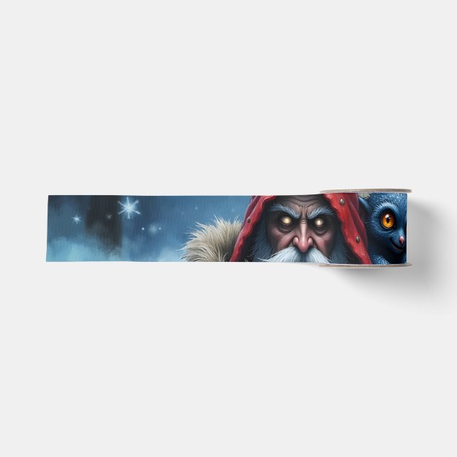 Frostbite Santa & His Mischief Elf. Grosgrain Ribbon (Front)