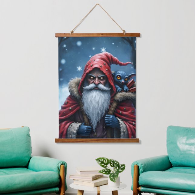 Frostbite Santa & His Mischief Elf. Hanging Tapestry (Living Room)