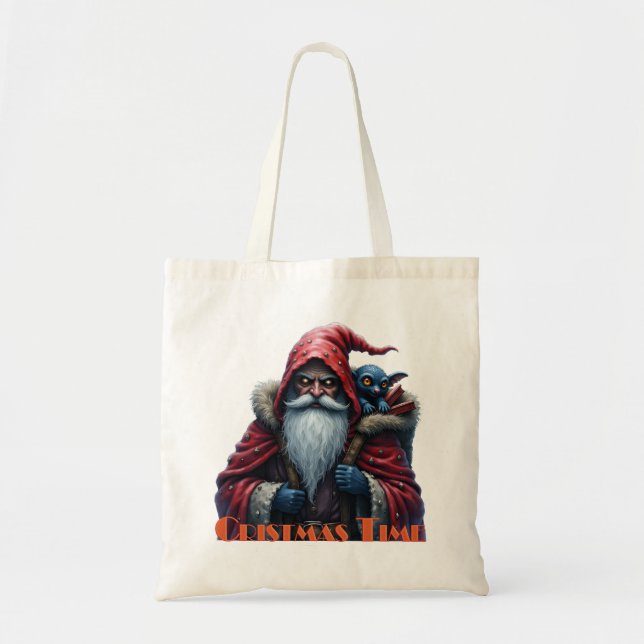 Frostbite Santa & His Mischief Elf. Tote Bag (Front)