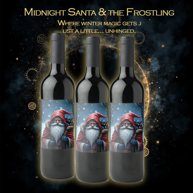 Frostbite Santa & His Mischief Elf. Wine Label (Creator Uploaded)