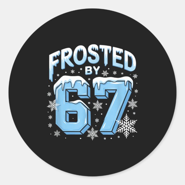 Frosted 67 Meme Funny Six Seven Gen Alpha Slang Ch Classic Round Sticker (Front)