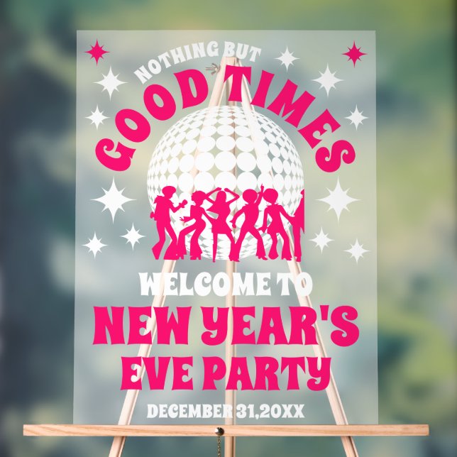 Frosted Acrylic New Year's Eve Party Welcome Sign (Neutral)