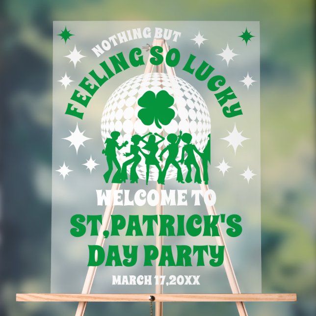 Frosted Acrylic St. Patrick's Day Party Sign (Neutral)