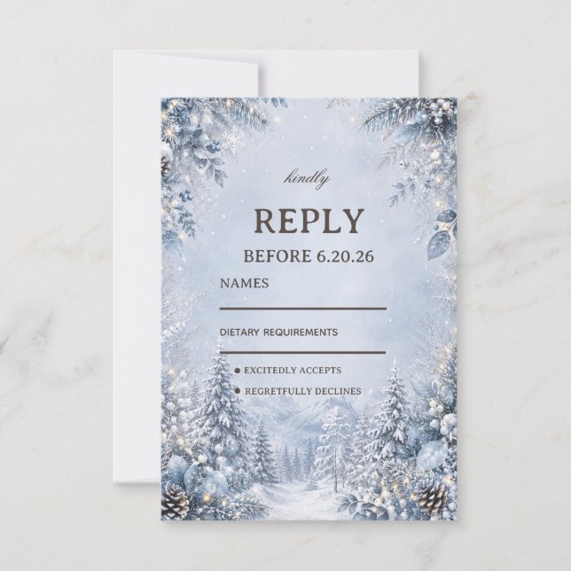 Frosted Alpine Forest RSVP Card (Front)