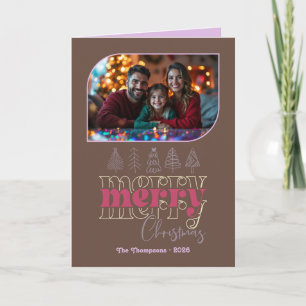 Frosted Berry Hand Drawn Merry Christmas Photo Holiday Card