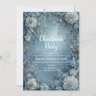 Frosted Bloom Winter Floral Christmas Invitation