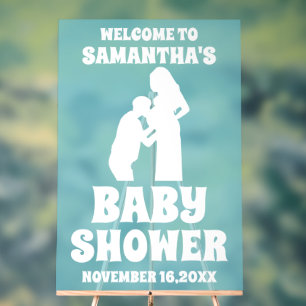 Frosted Blue Acrylic Boy Baby Shower Welcome Sign
