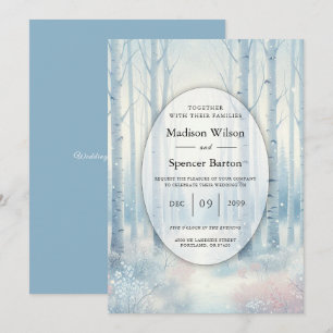 Frosted Blue Birch Forest Wedding Invitation