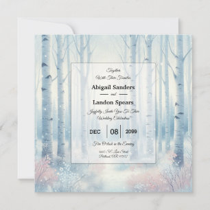 Frosted Blue Birch Forest Wedding Invitation
