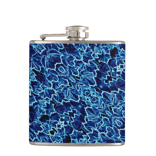 Frosted Blue Ivy Cool Hip Flask (Front)