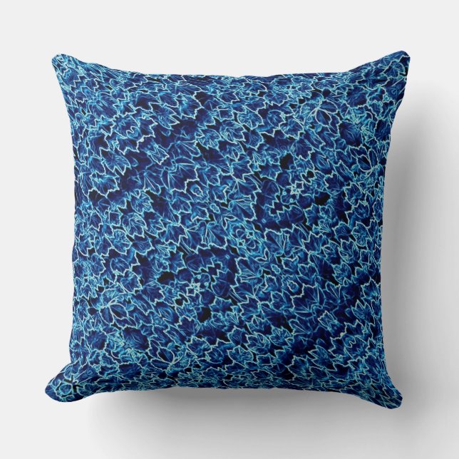 Frosted Blue Ivy Cool Throw Pillow (Front)