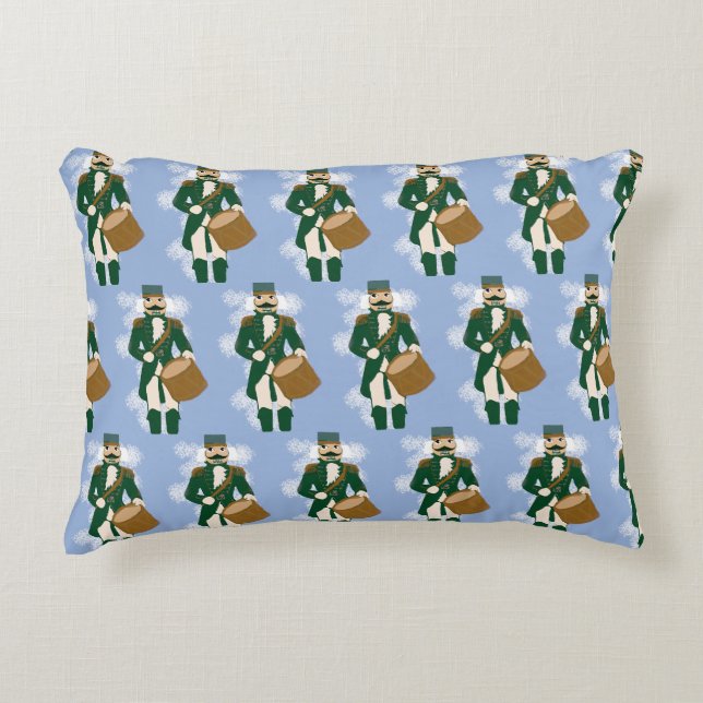 Frosted Blue Nutcracker Christmas Accent Pillow (Front)