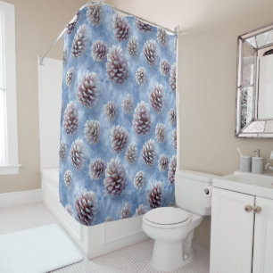 Frosted Blue Pinecones Pattern Throw Pillow