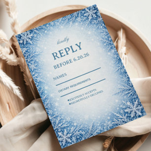 Frosted Blue Snowflake Winter Dreamscape RSVP Card