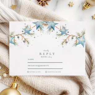 Frosted Blue Star Wedding RSVP Card