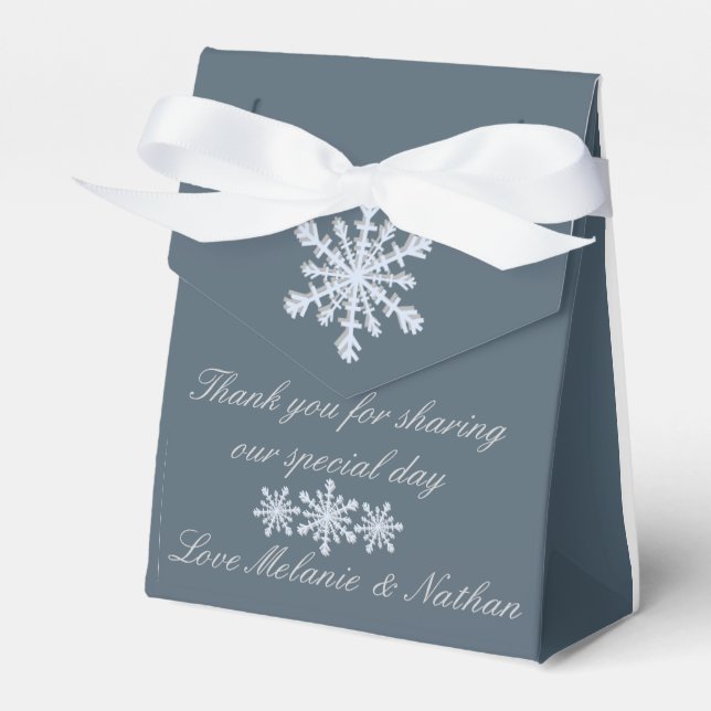 Frosted Blue Winter Wedding Custom Favor Box (Front Side)