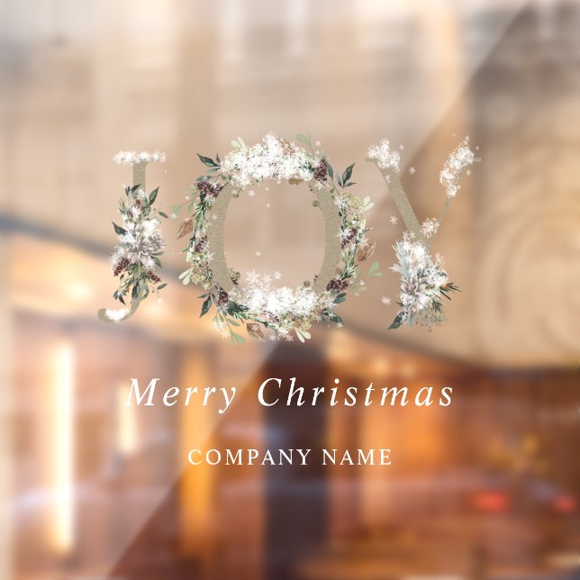 Frosted Botanical Floral Joy Holiday Window Cling (Sheet 2)