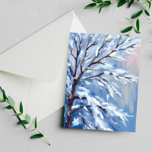 Frosted Branches Winter Snow Tree Painting Card