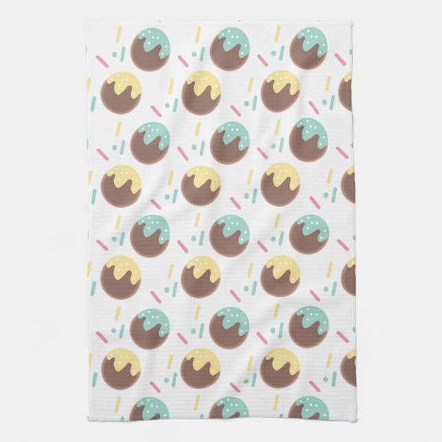 Frosted Cake Pop Doughnut Sprinkles Sweet Foodie Kitchen Towel (Vertical)
