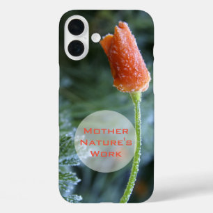 Frosted California Poppy Flower Photo Custom iPhone 16 Plus Case