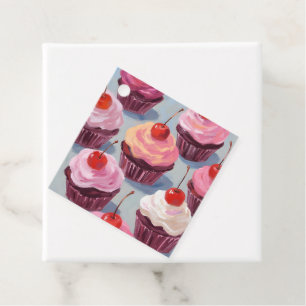 Frosted Cherry Cupcakes Birthday Celebration Favour Tags