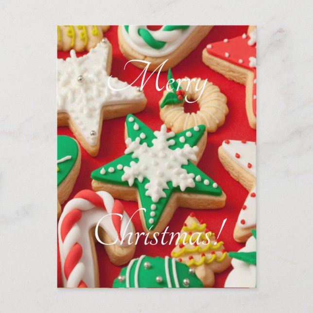 frosted Christmas cookies Holiday Postcard (Front)