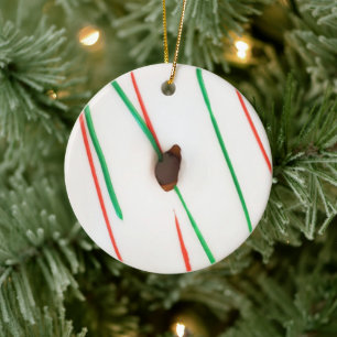 Frosted Christmas Doughnut Ceramic Ornament
