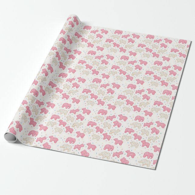 Frosted Circus Animal Cookie Wrapping Paper (Unrolled)