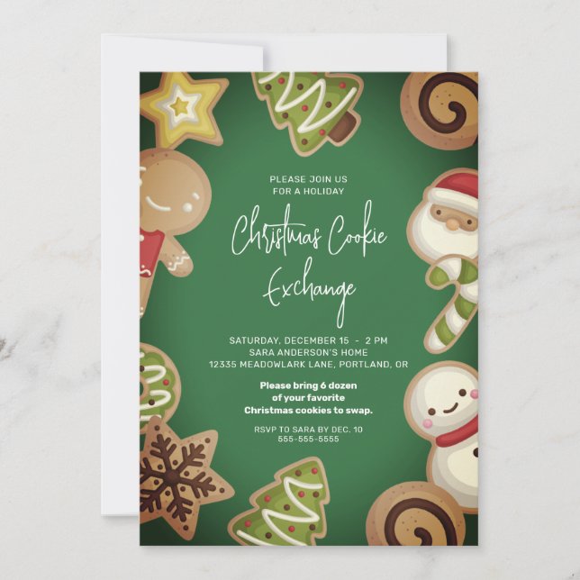 Frosted Cookie Exchange Christmas Party Invitation (Front)