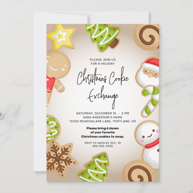 Frosted Cookie Exchange Christmas Party Invitation (Front)