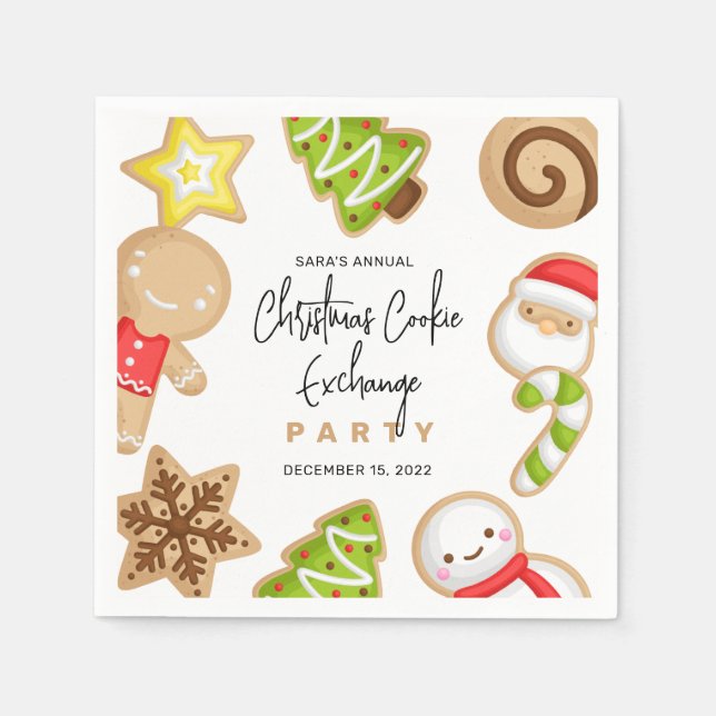 Frosted Cookies Christmas Cookie Exchange Party Napkin (Front)