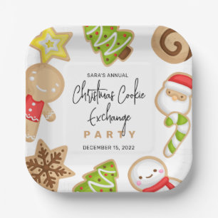 Frosted Cookies Christmas Cookie Exchange Party Paper Plate