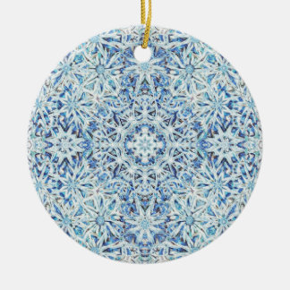 Frosted Crystal Bloom — Intricate Snowflake Design Ceramic Ornament