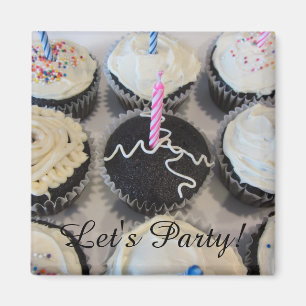 Frosted Cupcakes Let's Party Magnet