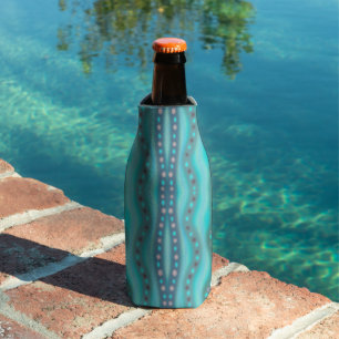 Frosted Dichroic Beach Glass Abstract Pattern Bottle Cooler
