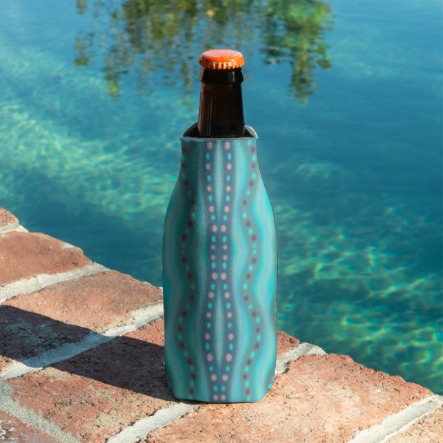 Frosted Dichroic Beach Glass Abstract Pattern  Bottle Cooler (In Situ Pool)