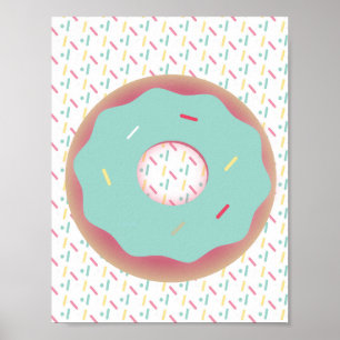 Frosted Doughnut Sprinkles Wall Art Teal Poster