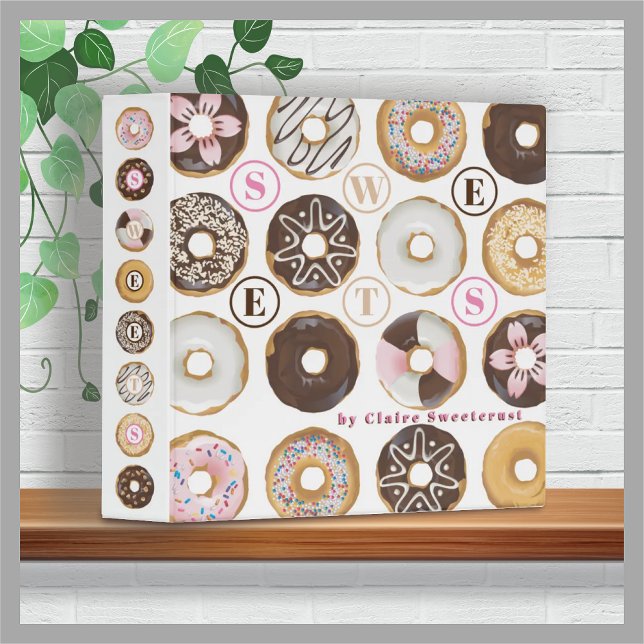 Frosted doughnuts doughnuts baking recipe cookbook binder (Creator Uploaded)