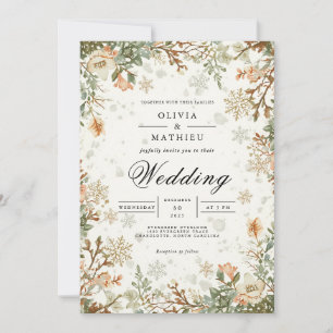 Frosted Evergreen Snow Romance Wedding Invitation