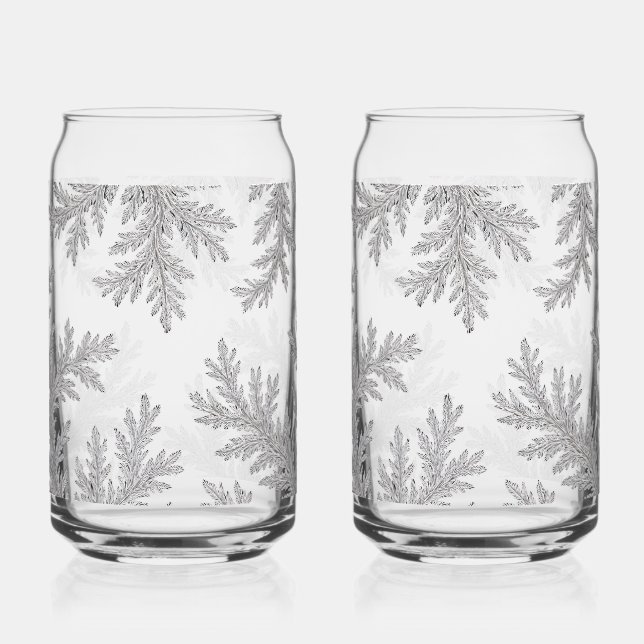 Frosted Fern Wrap Can Glass (Front)