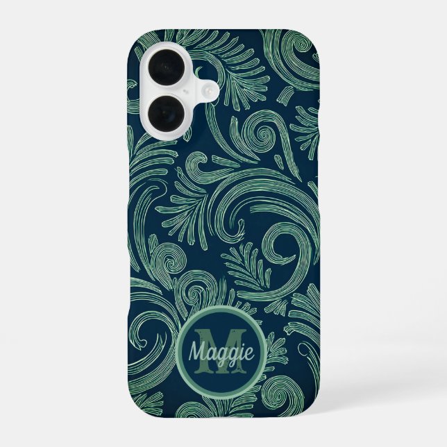 Frosted Ferns: Winter Whimsy iPhone 16 Case (Back)