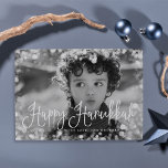 Frosted Frame Hanukkah Photo Card<br><div class="desc">Simple and chic Hanukkah photo card features your favourite family photo overlaid with a white bokeh border that evokes the look of an icy, frosted window. "Happy Hanukkah" appears along the bottom in modern white script lettering. Personalize with your family name and/or custom greeting nestled into the design. Cards reverse...</div>