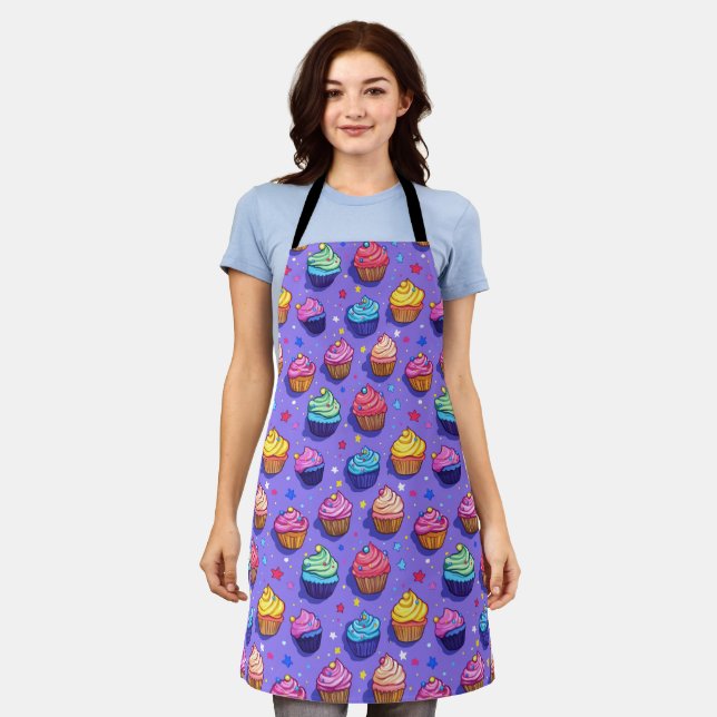 Frosted Fun Cupcake Pattern: Whimsical Bakery  Apron (Worn)