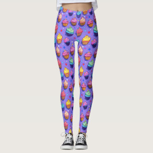 Frosted Fun Cupcake Pattern: Whimsical Bakery  Leggings