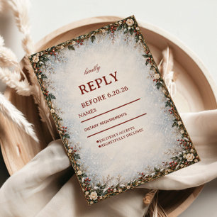 Frosted Garden Winter Botanical Romance RSVP Card
