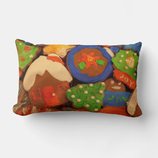 Frosted Gingerbread Cookies Lumbar Pillow (Front)