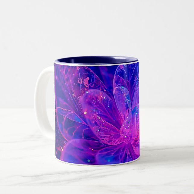 Frosted Glass Bloom Two-Tone Coffee Mug (Front Left)