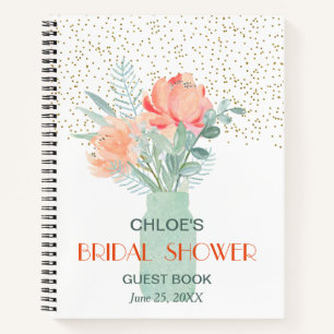 Frosted Glass Mason Jar Bridal Shower Guest Book